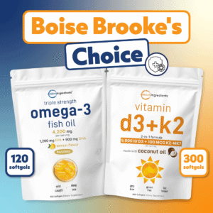boise brooke's choice bundle: vitamin d3k2 5000iu & omega fish oil 120 softgels