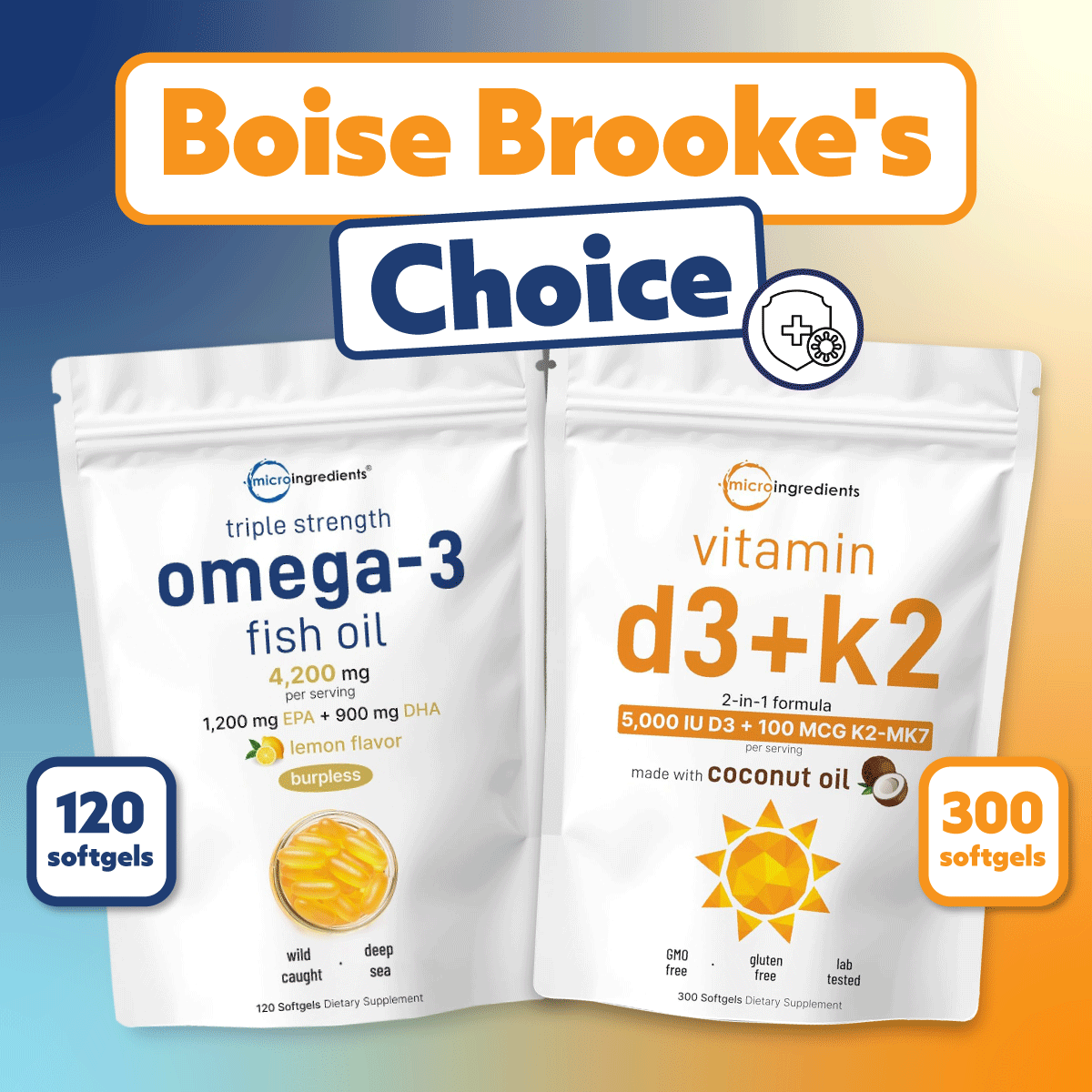 boise brooke's choice bundle: vitamin d3k2 5000iu & omega fish oil 120 softgels boise brooke's choice bundle: vitamin d3k2 5000iu & omega fish oil 120 softgels