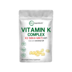 vitamin k2 mk 4 + mk 7 & k1 supplement, 360 softgles with coconut oil