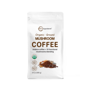 organic 10 in 1 ground mushroom coffee powder, 24oz
