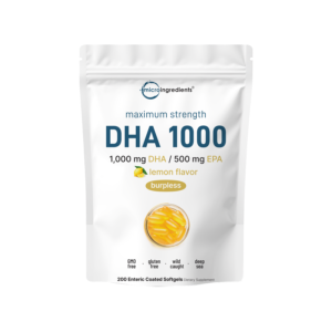 omega 3 fish oil dha supplements 1000mg with epa 500mg, 200 softgels – lemon flavored