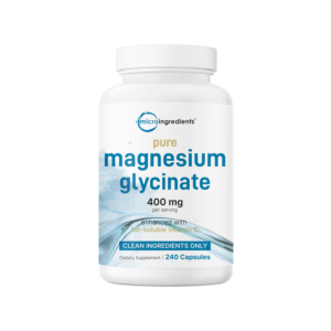 pure magnesium glycinate 400mg per serving, 240 capsules